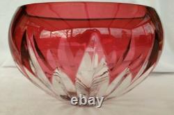 Coupe, Saladier, Cristal, taillé feuillage, rose transparent ancien
