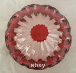Coupe, Saladier, Cristal, taillé feuillage, rose transparent ancien