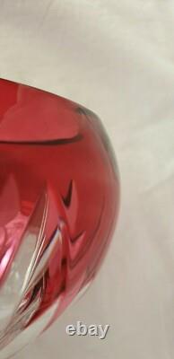 Coupe, Saladier, Cristal, taillé feuillage, rose transparent ancien