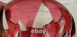 Coupe, Saladier, Cristal, taillé feuillage, rose transparent ancien