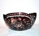 Coupe Saladier ancien en cristal doublé rouge bordeaux Overlay fleuri rose
