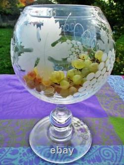 Coupe ancienne en cristal Grappe France Antique vase on the leg glass Gra