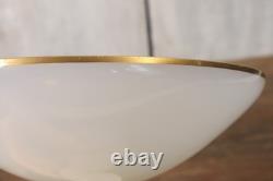 Coupe sur Pied Ancien en Verre de Opaline de Portieux Modèle Dauphin Doré Signé