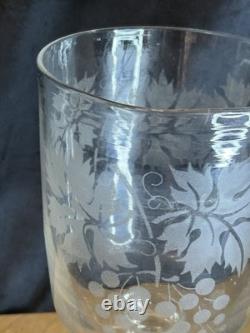 Coupe sur pied en cristal gravé à l'acide -Décor raisin Art de la table ancien