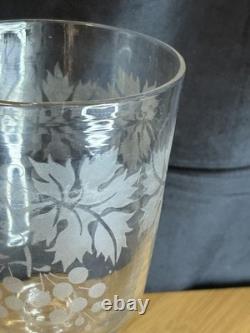 Coupe sur pied en cristal gravé à l'acide -Décor raisin Art de la table ancien