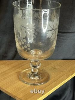 Coupe sur pied en cristal gravé à l'acide -Décor raisin Art de la table ancien