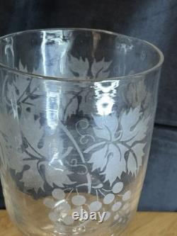 Coupe sur pied en cristal gravé à l'acide -Décor raisin Art de la table ancien