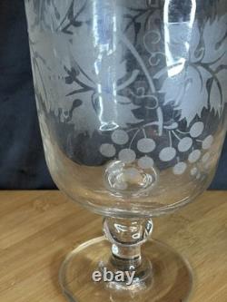 Coupe sur pied en cristal gravé à l'acide -Décor raisin Art de la table ancien