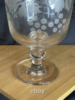 Coupe sur pied en cristal gravé à l'acide -Décor raisin Art de la table ancien