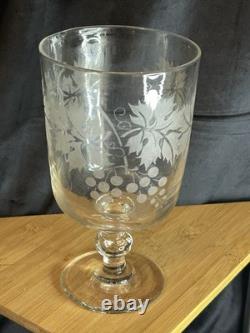 Coupe sur pied en cristal gravé à l'acide -Décor raisin Art de la table ancien