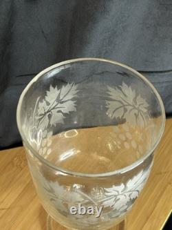 Coupe sur pied en cristal gravé à l'acide -Décor raisin Art de la table ancien