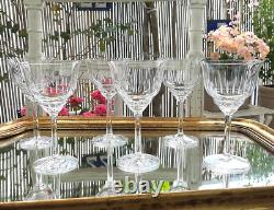 Cristal Villeroy Boch 6 verres à vin anciens ciselés (H 15,3 cm D 8,4 cm)