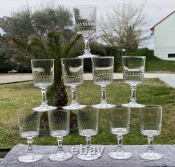 Cristal de BACCARAT 10 anciens verres à Vin modèle Richelieu H 12,5 cm
