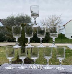 Cristal de BACCARAT 10 anciens verres à Vin modèle Richelieu H 12,5 cm