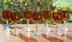 Cristal de Baccarat Gondole Couleur ambre 7 anciens verres à Vin / liqueur