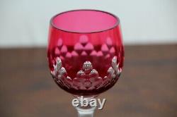 Cristal taillé doublé Baccarat Champigny 7 anciens verres Roemer jambes basses