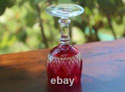 Cristal taillé doublé Baccarat Champigny 7 anciens verres Roemer jambes basses