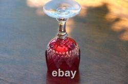 Cristal taillé doublé Baccarat Champigny 7 anciens verres Roemer jambes basses