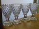 DIAMANTS BISEAUX 4 ANCIENS VERRES A VIN BLANC CRISTAL TAILLER 19 EME ht 11,2 cm