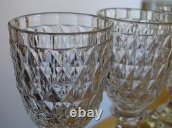 DIAMANTS BISEAUX 4 ANCIENS VERRES A VIN BLANC CRISTAL TAILLER 19 EME ht 11,2 cm