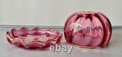 Daum Cloche À Fromage Ou Bol Ancien En Cristal Rouge Et Dorure