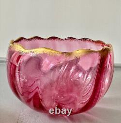 Daum Cloche À Fromage Ou Bol Ancien En Cristal Rouge Et Dorure