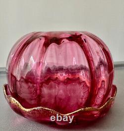 Daum Cloche À Fromage Ou Bol Ancien En Cristal Rouge Et Dorure