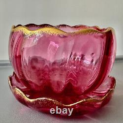 Daum Cloche À Fromage Ou Bol Ancien En Cristal Rouge Et Dorure