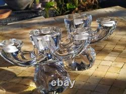 Daum Paire de Bougeoirs en Cristal Ancien modèle Orion