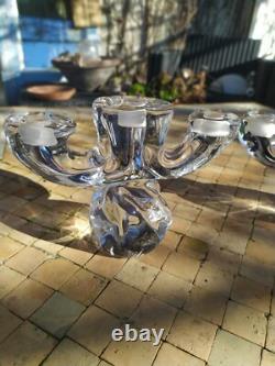 Daum Paire de Bougeoirs en Cristal Ancien modèle Orion