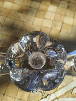 Daum Paire de Bougeoirs en Cristal Ancien modèle Orion