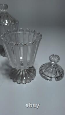 Deux Ancien moutardier cristal incolore et de cristal sablé signé BACCARAT