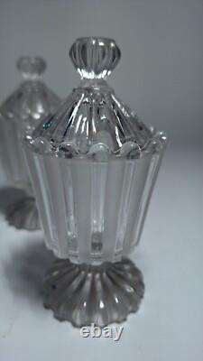 Deux Ancien moutardier cristal incolore et de cristal sablé signé BACCARAT