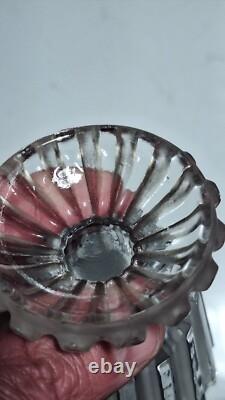 Deux Ancien moutardier cristal incolore et de cristal sablé signé BACCARAT