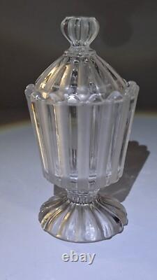 Deux Ancien moutardier cristal incolore et de cristal sablé signé BACCARAT