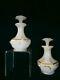 Deux anciens beaux flacons à parfum ou autre en opaline blanche XIXe