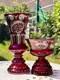 Duo raffiné en cristal overlay rouge Charme ancien garanti