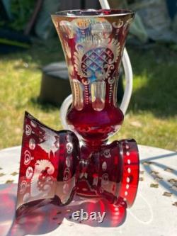 Duo raffiné en cristal overlay rouge Charme ancien garanti