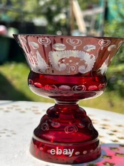 Duo raffiné en cristal overlay rouge Charme ancien garanti