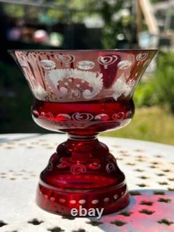 Duo raffiné en cristal overlay rouge Charme ancien garanti