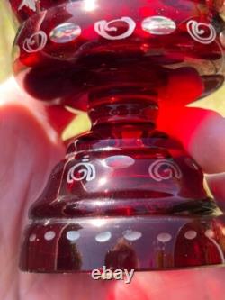 Duo raffiné en cristal overlay rouge Charme ancien garanti