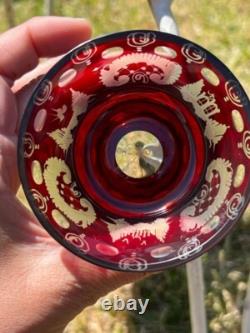 Duo raffiné en cristal overlay rouge Charme ancien garanti