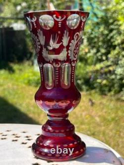 Duo raffiné en cristal overlay rouge Charme ancien garanti