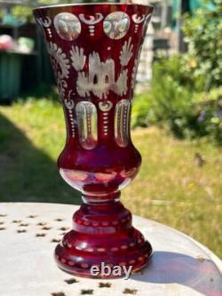 Duo raffiné en cristal overlay rouge Charme ancien garanti