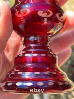 Duo raffiné en cristal overlay rouge Charme ancien garanti
