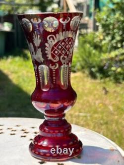 Duo raffiné en cristal overlay rouge Charme ancien garanti
