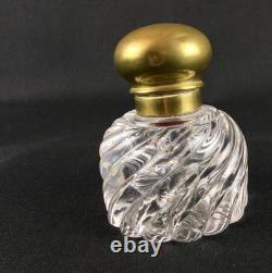 Encrier ancien en cristal de Baccarat avec insert en verre