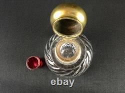 Encrier ancien en cristal de Baccarat avec insert en verre