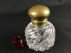 Encrier ancien en cristal de Baccarat avec insert en verre