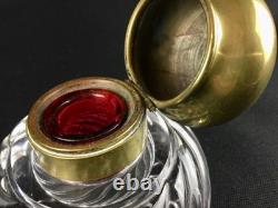 Encrier ancien en cristal de Baccarat avec insert en verre